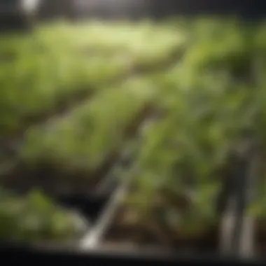 Vibrant Seedlings in Shallow Grow Tray Aesthetic overview of a shallow grow tray filled with vibrant seedlings.