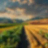 A thriving agricultural landscape showcasing diverse crops