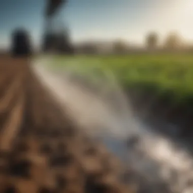 Modern Irrigation System in Action High-tech irrigation system in a vast agricultural field