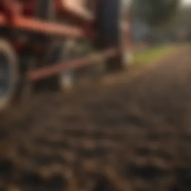 Close-up of fertilizer application on farmland