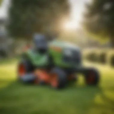 All-Wheel Drive Lawn Mower in Action All-wheel drive lawn mower on a lush green lawn