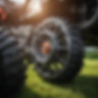 Close-up of mower's all-wheel drive mechanism