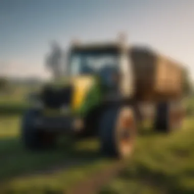 A cab and chassis truck customized for agricultural use in a field