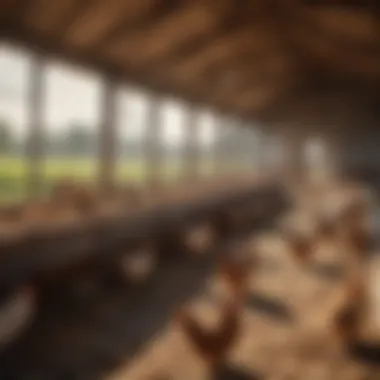 Farm landscape with hen houses