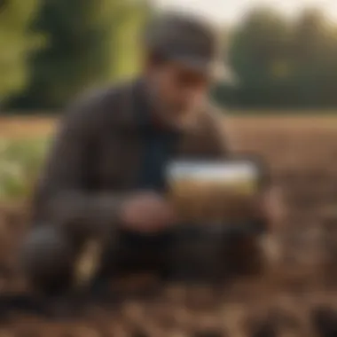 Agricultural expert analyzing soil data on a tablet