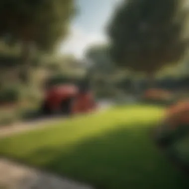 Landscape Design with Air Conditioned Mowers Landscape design featuring a well-groomed garden using air conditioned mowers