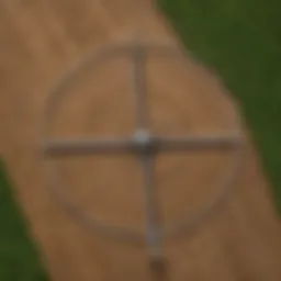 Aerial view of a center pivot irrigation system in action, showcasing lush crops in a circular pattern.