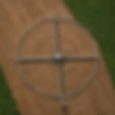 Aerial view of a center pivot irrigation system in action, showcasing lush crops in a circular pattern.