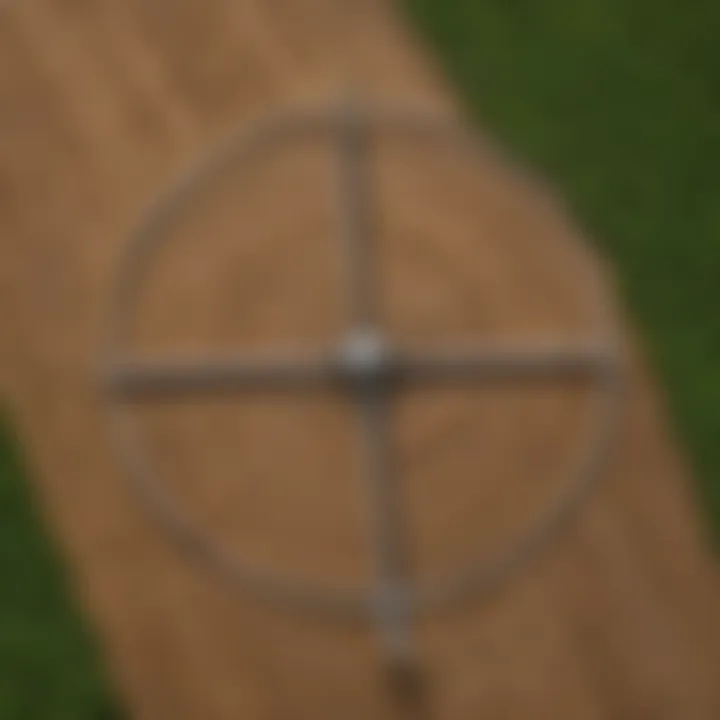 Aerial view of a center pivot irrigation system in action, showcasing lush crops in a circular pattern.