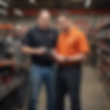 AutoZone staff assisting a customer with automotive parts