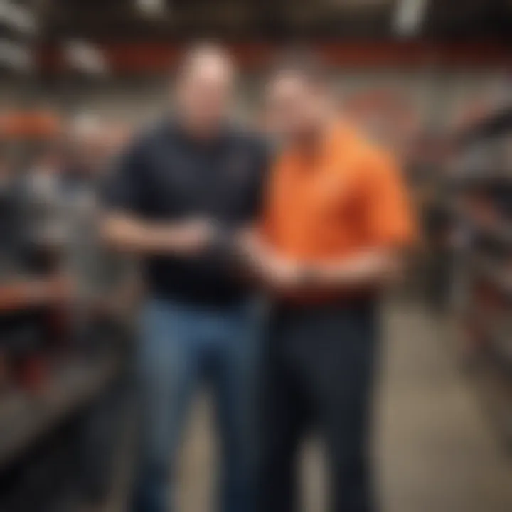 AutoZone staff assisting a customer with automotive parts