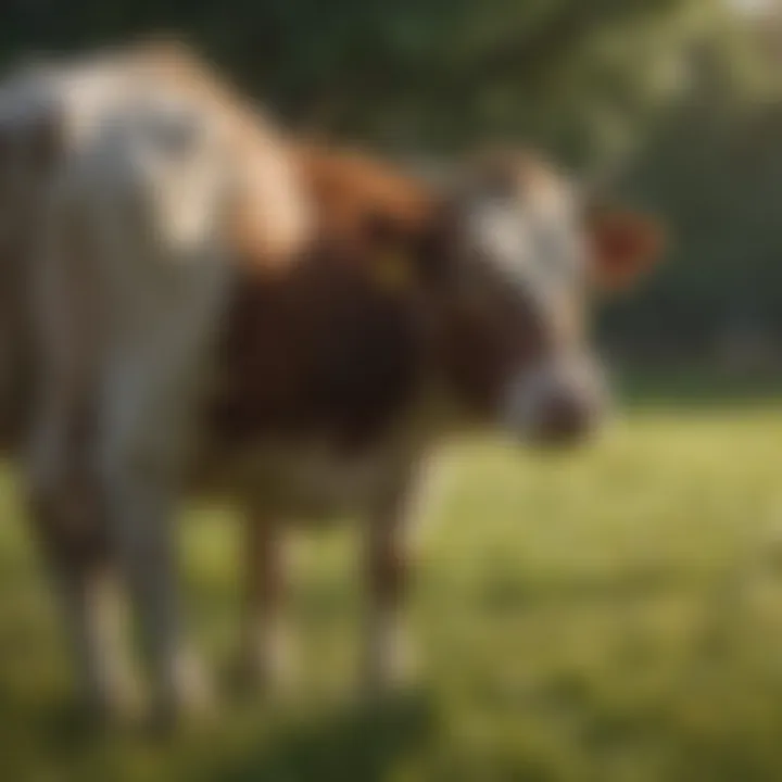 Healthy cows grazing in a pasture