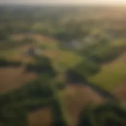 Aerial view of fertile farmland in the Midwest