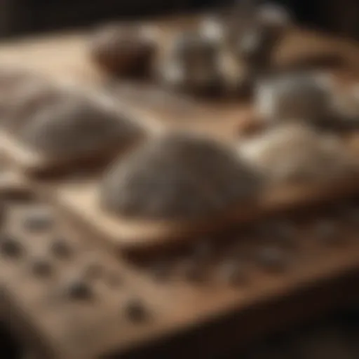 A variety of hoof packing materials displayed on a wooden table