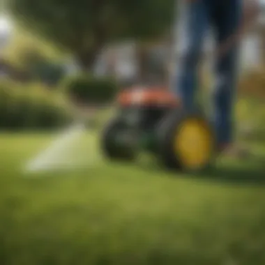 Professional applying liquid weed killer to a lawn