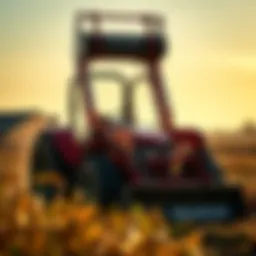 Branson tractor bucket in action during fieldwork