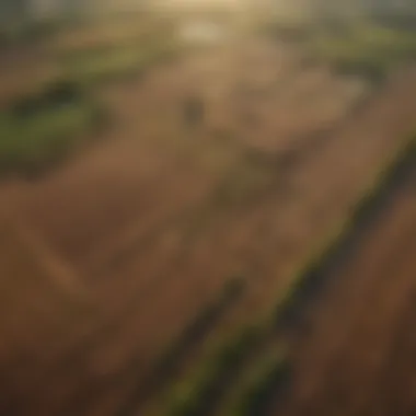 Aerial view showing agricultural land with irregular boundaries