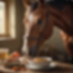 Senior horse enjoying a nutritious meal