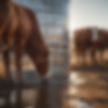 Cattle drinking from an aluminum water tank