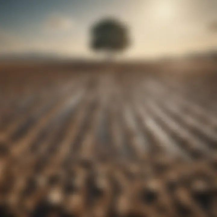 Drought-stricken fields highlighting water scarcity