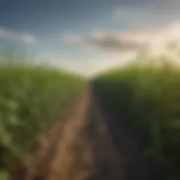 A vibrant field of soybeans showcasing healthy plant growth under a clear sky