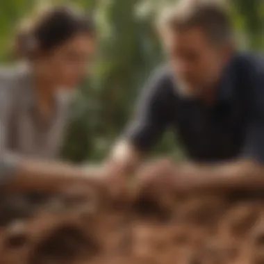 A researcher analyzing soil samples enriched with coconut coir