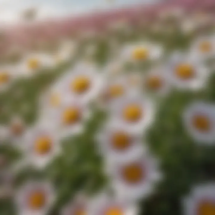 Close-up of pyrethrum flowers in a field