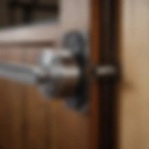 Close-up view of a high-quality sliding barn door lock mechanism