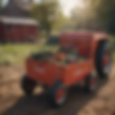 Tool box with wheels in an agricultural setting, illustrating mobility and efficiency