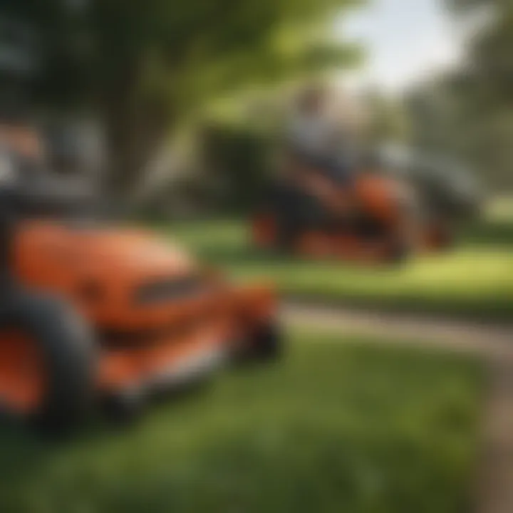 Side-by-side comparison of different zero-turn mower brands