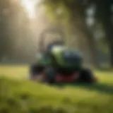 A pristine zero-turn mower in a lush green field