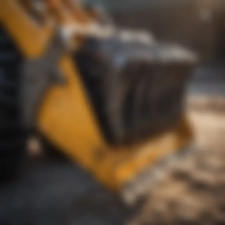 Detailed view of a skid loader tooth bucket showcasing its teeth and structure