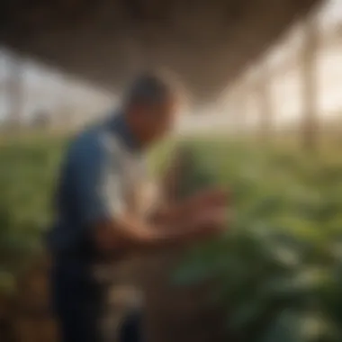 Applying Sustainable Smell Control Solutions A farmer applying an environmentally-friendly odor management solution.