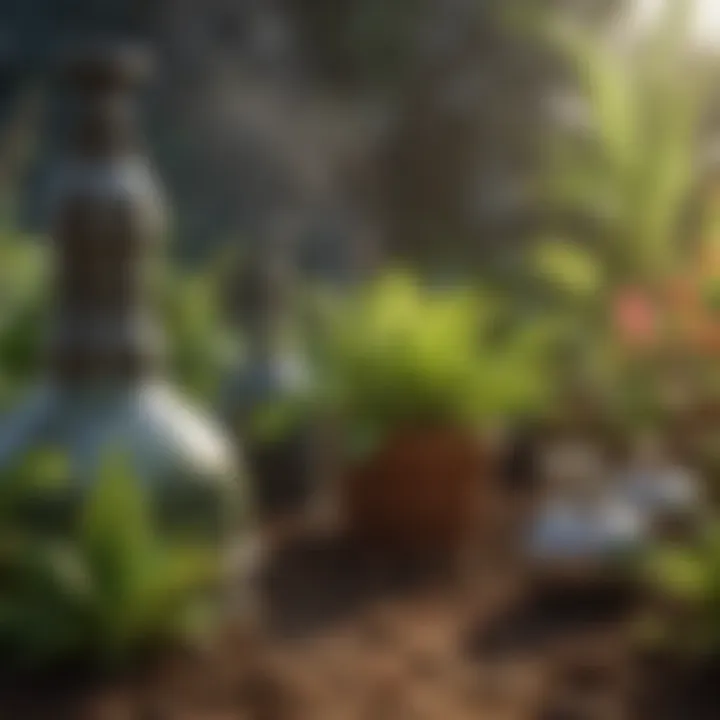 Close-up of various smell control products used in gardening.