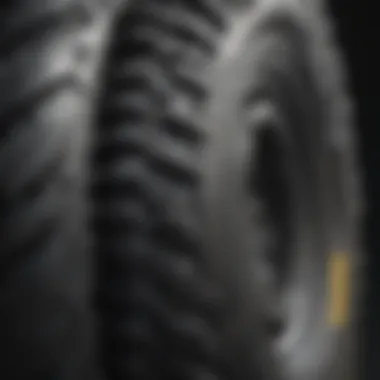 Detailed view of solid mower tire tread