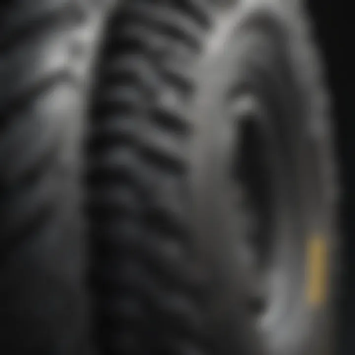 Detailed view of solid mower tire tread