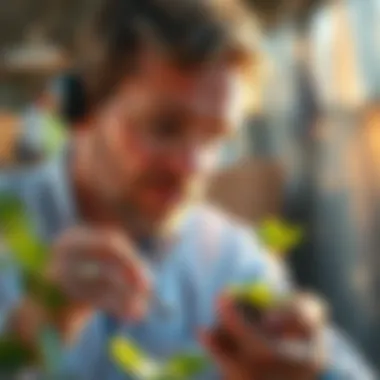 A consultant analyzing soil samples to enhance crop production