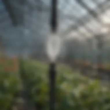 Cooling mist nozzle in a greenhouse