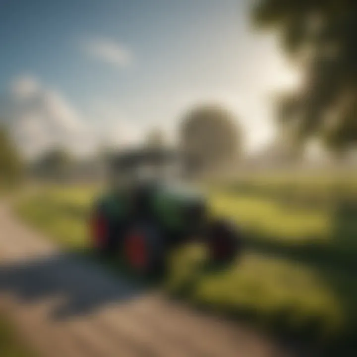 A picturesque rural landscape maintained by modern lawn care equipment