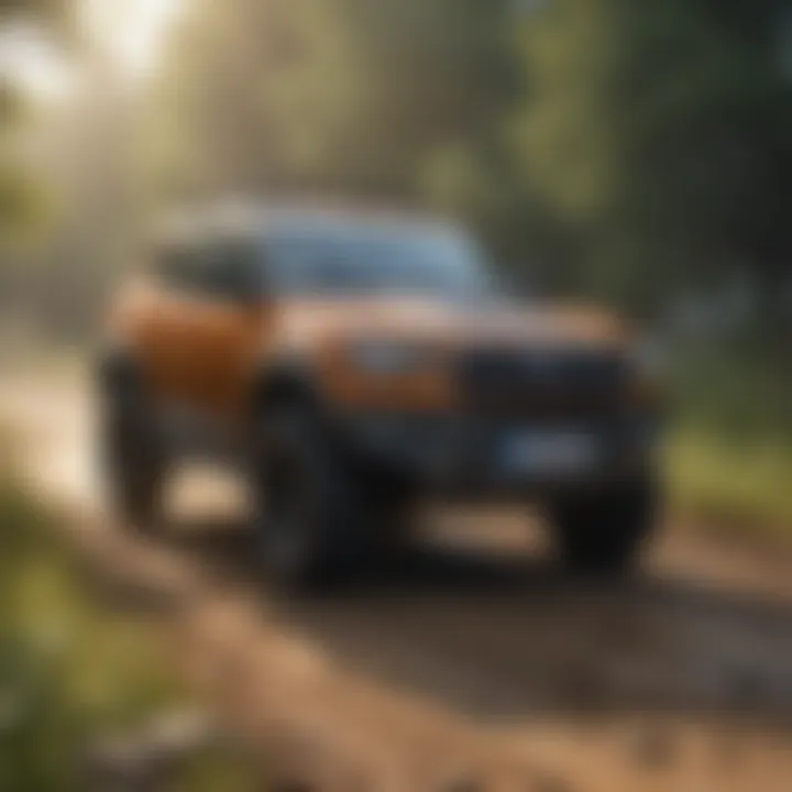 CUV overcoming rugged terrains in a rural setting