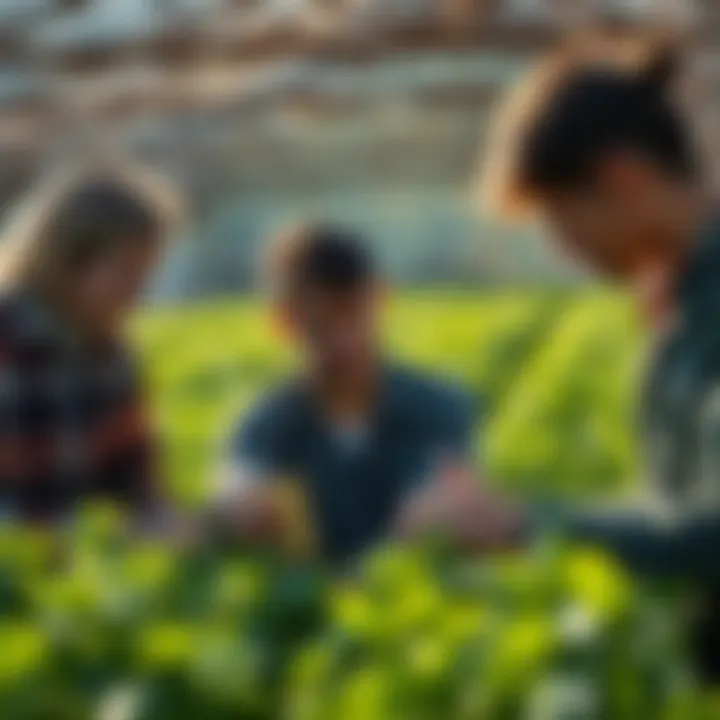 Engaging in Practical Agricultural Training Interns engaged in hands-on agricultural training
