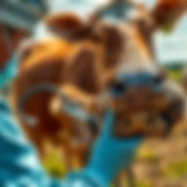 Veterinarian examining cattle hoof