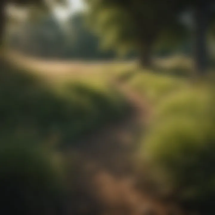 Diverse landscape featuring fescue grass in a shaded area