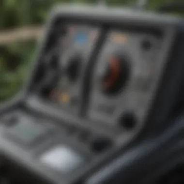 Close-up of the control panel on a Dixie Zero Turn mower.