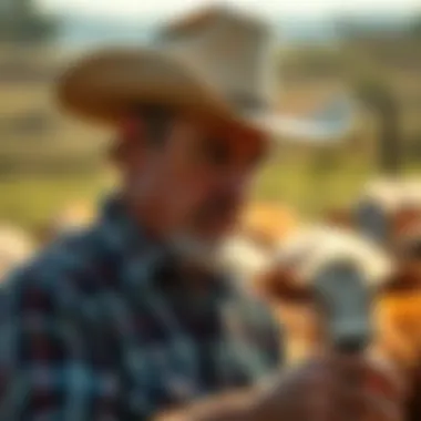 A farmer implementing fly prevention measures