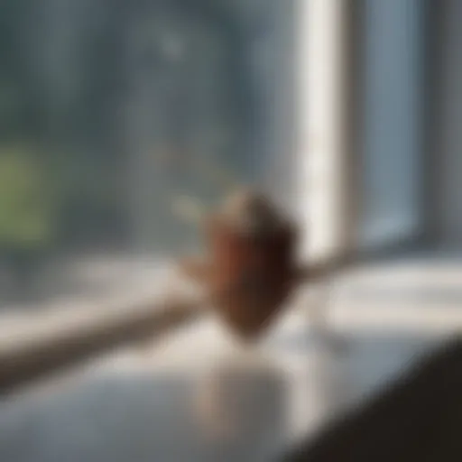 Close-up view of a stink bug on a window sill