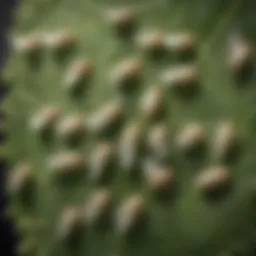 Close-up of whitefly on a leaf