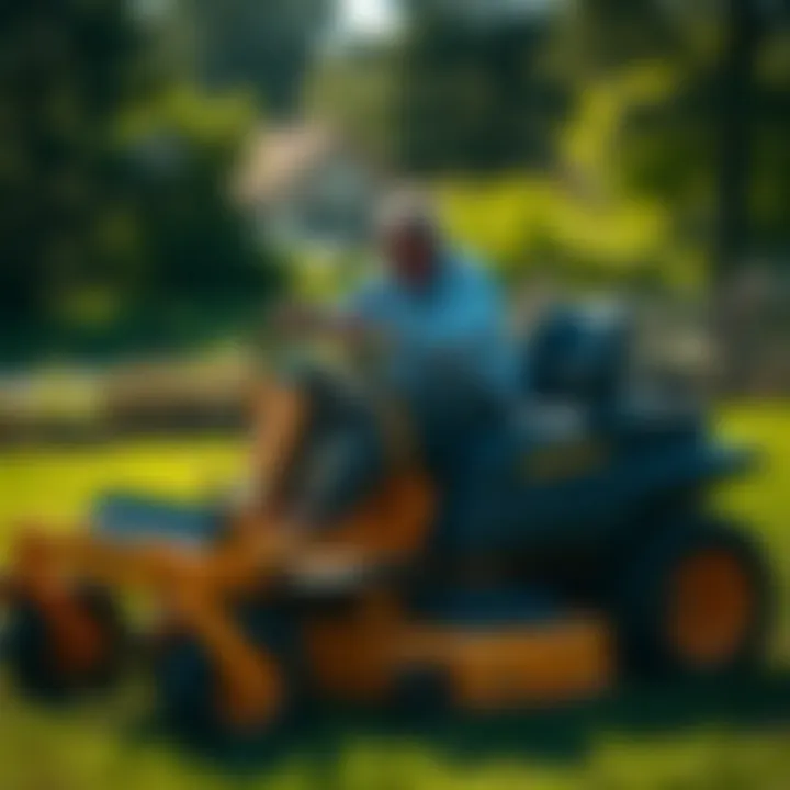 Demonstration of proper steering techniques with a zero-turn mower