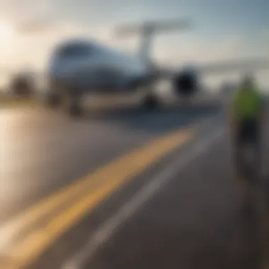 Ground crew managing aircraft at the runway