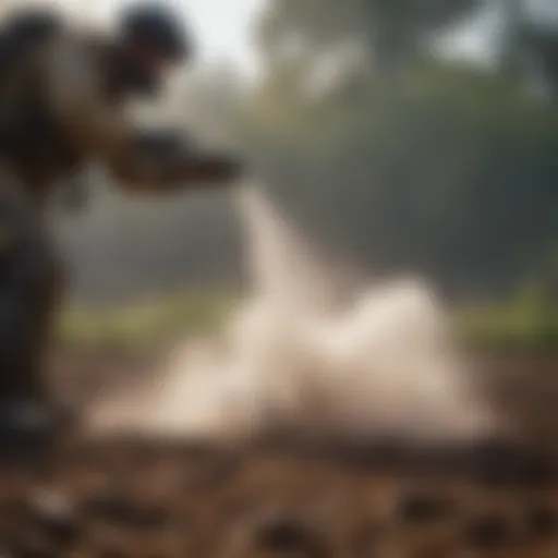 Close-up of a mold bomb fogger in action, releasing fog.